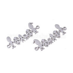 変色しにくい201ステンレススチールリンクコネクター  レーザー切断  家族  ステンレス鋼色  11x30x1mm  穴：1.5mm&nbsp;STAS-R104-009P