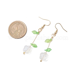 花ガラスダングルのピアス  アクリルと  ゴールドカラー  透明  60x12mm&nbsp;EJEW-JE06445-01