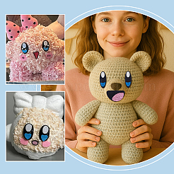 4 пакетик для валяния из шерсти с глазами и ртом DIY-PH0031-14A