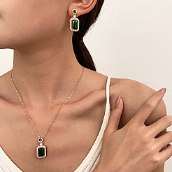 Orecchini e collane pendenti in zirconia cubica in ottone rettangolare&nbsp;WG60D1C-01