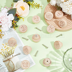 24 шт. 12 стиля деревянных ручек для ящиков с китайским зодиаком WOOD-OC0004-02