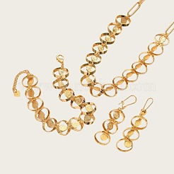 Ожерелья и браслеты из сплава с овальными звеньями и серьги-кольца&nbsp;FS-WG0574A-01