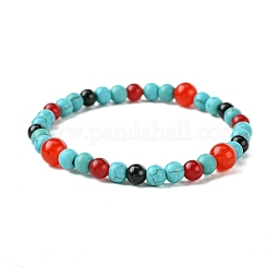 Stretch-Armbänder aus synthetischem Türkis und natürlichem schwarzem Onyx sowie natürlicher und gefärbter malaysischer Jade und natürlichem Karneol&nbsp;BJEW-JB11474-01