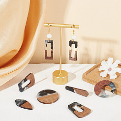 12 pièces 6 styles de pendentifs en résine et bois de noyer&nbsp;WOOD-HY0001-19