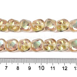 電気メッキガラスビーズセット  パール光沢メッキ  正方形  ゴールド  10.5x10.5~11x6.5mm  穴：1mm  約59~60個/連  25.12~25.59インチ（63.8~65cm）&nbsp;EGLA-N012-07J