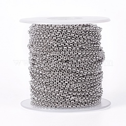 変色しにくい304ステンレススチールのローロチェーン  溶接されていない  スプールで  ステンレス鋼色  2x0.8mm  約65.61フィート（20m）/ロール&nbsp;STAS-I107-02P