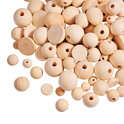 400pcs 8 cabochons et perles en bois naturel non fini de style&nbsp;WOOD-SZ0001-02