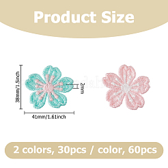 60 Stück 2 Farben Blumen-Polyester-Ornament-Zubehör&nbsp;DIY-HS0002-28