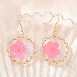 Ohrringe aus Legierung und getrockneten Blumen&nbsp;AL-Z001-03G