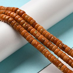 天然ドロマイトビーズ連売り  合成オパールと  染め  ディスク  ヒシビーズ  レッドオレンジ  6x3mm  穴：0.8mm  約124個/連  15.75''（40センチメートル）&nbsp;G-K350-B01-02E