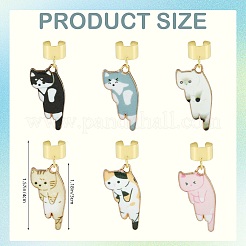 6 шт. подвеска в виде стетоскопа из сплава и эмали в форме кошки HJEW-SW00151-07