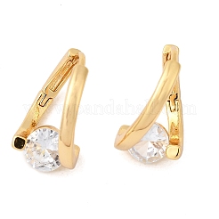 Круглые серьги-кольца из латуни с микропаве из прозрачных кубических цирконий EJEW-P331-09G