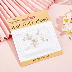 8 пара серег-гвоздик из латуни с микропаве&nbsp;ZIRC-BBC0003-19