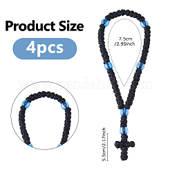 4 pulsera con dijes de cordón encerado&nbsp;BJEW-DC0001-23