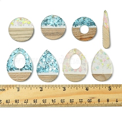 16шт 8 стиля подвески из прозрачной смолы и белого дерева&nbsp;RESI-FS0001-82