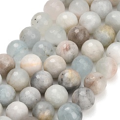 天然石アクアマリンビーズ連売り  ラウンド  多面カット  8mm  穴：1mm  約46個/連  14.96''（38センチメートル）&nbsp;LS-GG-CBA7BB7-A01-8mm
