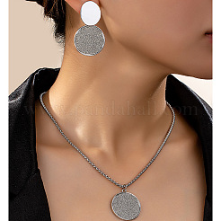 Овальные и плоские круглые ожерелья из сплава с подвесками и серьги-гвоздики для женщин FS-WG38819-01