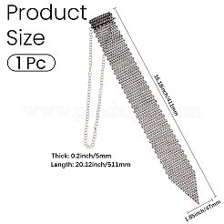 女性用樹脂ラインストーン釣り網ネクタイ1個  ブラック  511mm&nbsp;AJEW-CY0003-21B