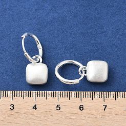 真鍮ペンダント フープピアス  正方形  銀  24x9.5mm&nbsp;EJEW-B120-08S-02