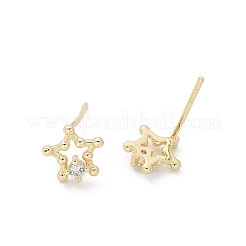 真鍮クリアキュービックジルコニアスタッドピアス  スター  18KGP本金メッキ  7.5x8mm&nbsp;EJEW-Q014-13G
