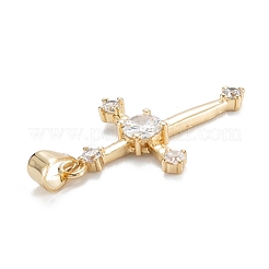 真鍮マイクロパヴェクリアキュービックジルコニアペンダント  長持ちメッキ  クロス  18KGP本金メッキ  28x18.5x3mm  穴：5x3.5mm&nbsp;ZIRC-M115-33G