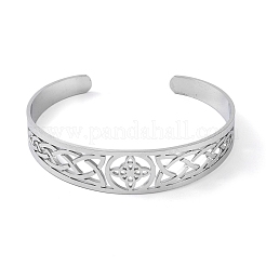 Не тускнеющие открытые браслеты-манжеты из нержавеющей стали 304 с ажурным узлом для женщин&nbsp;LS-BJEW-G701-02P