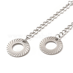 変色防止304ステンレススチールカーブチェーンエクステンダー  201ステンレススチールドーナツチェーンタブ付きエンドチェーン  ステンレス鋼色  64mm&nbsp;STAS-P320-03A-P