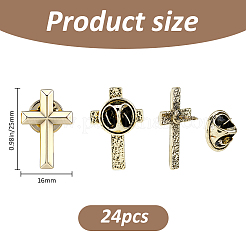 24 Stück Kreuz-Anstecknadeln aus Legierung für Rucksackkleidung&nbsp;JEWB-FH0002-99A