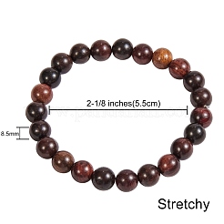 Эластичные браслеты из натурального дерева унисекс с бусинами BJEW-SZ0001-004