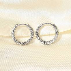Pendientes de aro ranurados de acero inoxidable 304 que no se deslustran&nbsp;EJEW-M218-01B-P