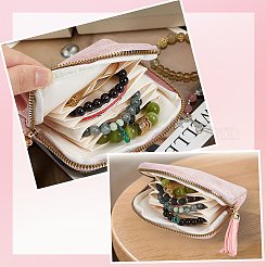 Pochettes à bijoux en velours avec fermeture éclair et pompon&nbsp;ABAG-PA0001-01B
