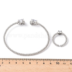 Комплекты браслетов и колец из латуни с микропаве из кубического циркония для женщин SJEW-R002-05P-03