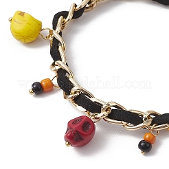 Braccialetti con catene barbazzale intrecciate in alluminio di Halloween&nbsp;BJEW-TA00468