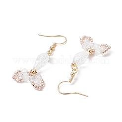 Серьги-подвески из стекла и нержавеющей стали 304 в форме рыбьего хвоста&nbsp;EJEW-MZ00458-01