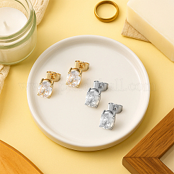 2 пара серег-гвоздиков из латуни двух цветов с микропаве из прозрачных кубических цирконий&nbsp;EJEW-GO0003-27