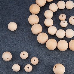 Perles rondes en bois non fini&nbsp;WOOD-PH0004-02-NF