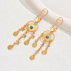 Экзотические винтажные латунные плоские круглые серьги-кольца SI2517