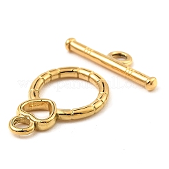 304ステンレススチールトグル留め具  ハートと環  18KGP本金メッキ  リング：21x14x2mm  バー：6x20x2mm  穴：2.5mm&nbsp;STAS-E204-04G
