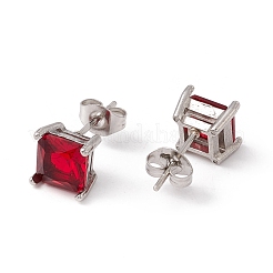 6 paire de petites boucles d'oreilles carrées en zircone cubique&nbsp;EJEW-G291-01C-M