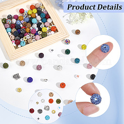 DIYファインディングキット  ポリマークレイラインストーンビーズを含む  合金ペンダント  CCBプラスチック、ABSプラスチック、アクリル、真鍮のラインストーンビーズ  ミックスカラー  10mm  穴：1.5mm&nbsp;DIY-PA0001-88