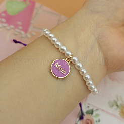 Braccialetti con ciondoli in lega smaltata per la festa della mamma&nbsp;FS-WGE9C02-03