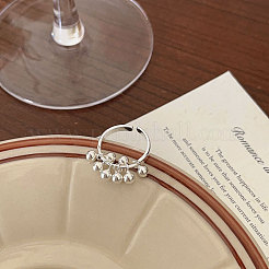 925 регулируемое кольцо-манжета из стерлингового серебра с круглыми бусинами FS-WG0E80B-01