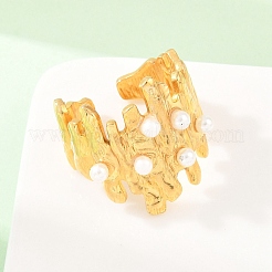 Открытые кольца для манжеты из нержавеющей стали 304 с АБС-пластиком и жемчужным блеском.&nbsp;RJEW-Z137-02G