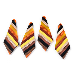 Большие подвески из прозрачной смолы и орехового дерева&nbsp;LS-X-RESI-TAC0017-48-B01