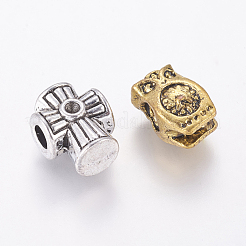 合金ヨーロピアンビーズ  大穴ビーズ  ミックスカラー  7×長約15mm  広い7 mmの9mm  穴：4mm&nbsp;EB001Y-M