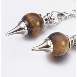 Природные маятники с тигровым глазом&nbsp;X-BJEW-E292-A09