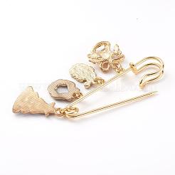 Брошь безопасности из латуни в рождественской тематике JEWB-BR00046-03