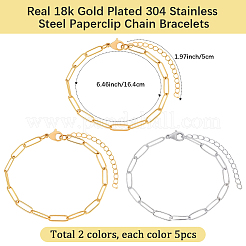 10 bracelet à chaîne trombone en acier inoxydable 304&nbsp;BJEW-BBC0001-21