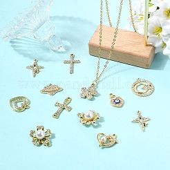 50 Stück 10 Stile Legierung Kristall Strass Anhänger&nbsp;ALRI-FS0001-14