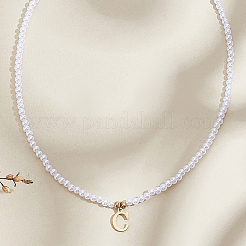 Collares de perlas de imitación con colgantes de acero inoxidable&nbsp;NJEW-LP0001-51C-G